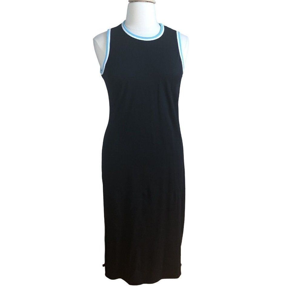 Claudia D Black Stretch Ankle Length Lounge Wear XL Sleeveless Tank Dress Vtg